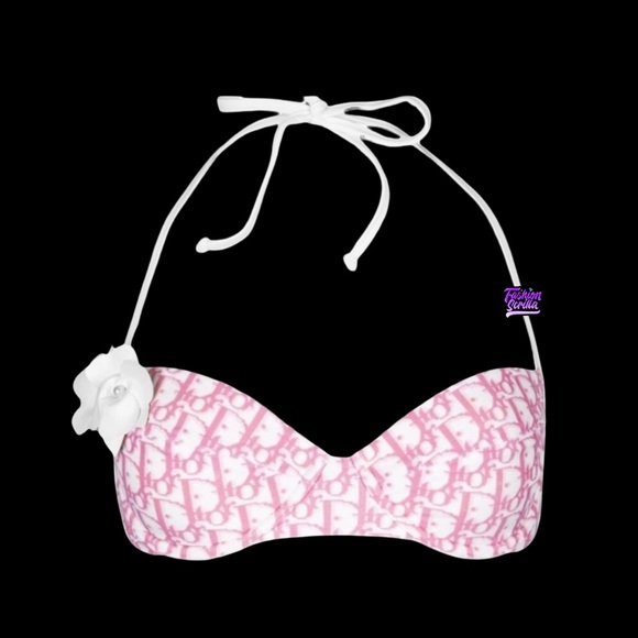Christian Dior By John Galliano Girly Pink Monogram Trotter Logo Bikini Bra - Picture 5 of 16